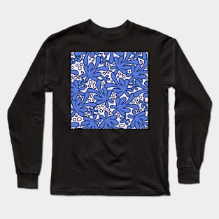 Modern abstract Matisse inspired design in beautiful electric cobalt blue on an off white background Long Sleeve T-Shirt